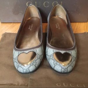 Gucci Guccisima Canvas Heart Ballet Flats